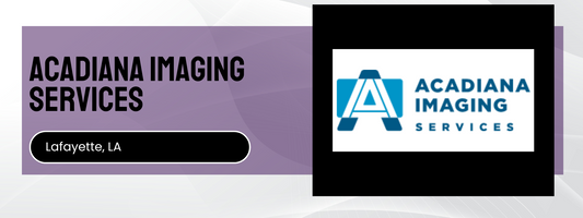 Acadiana Imaging Services logo and text on a purple background