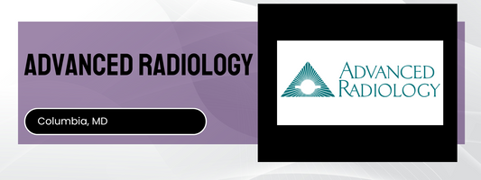 Advanced Radiology logo and text on a purple and white background