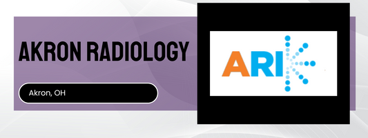 Akron Radiology logo with 'ARI' branding on a purple background
