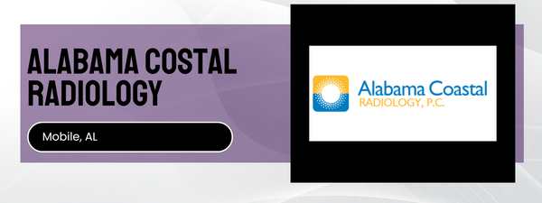 Alabama Coastal Radiology logo on a purple background with text
