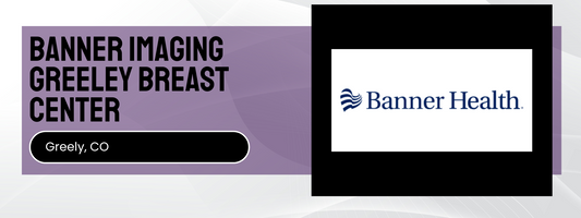 Banner Imaging Greeley Breast Center logo with Banner Health logo on a purple background