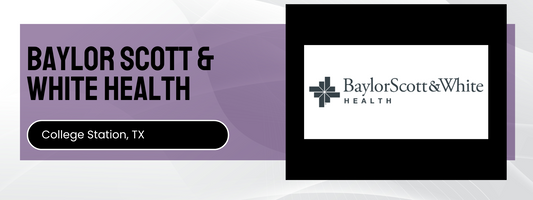 Baylor Scott & White Health logo on a purple and white background
