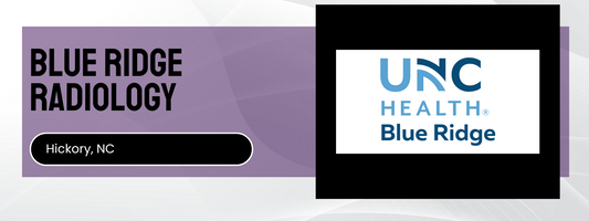 Blue Ridge Radiology logo with UNC Health Blue Ridge logo on a purple background