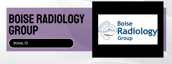 Boise Radiology Group logo and text on a purple and black background