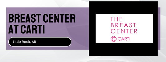 Advertisement for The Breast Center at CARTI in Little Rock, AR with a logo on a purple background.