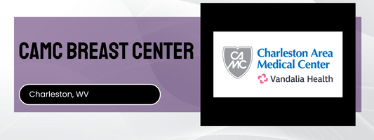 Advertisement for CAMC Breast Center with Charleston Area Medical Center logo on a purple background