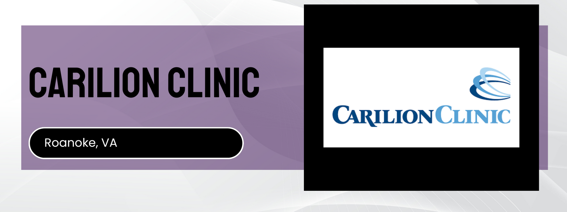 Carilion Clinic logo and name on a purple and white background