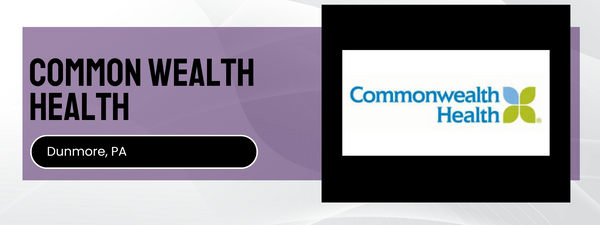 Commonwealth Health logo on a purple background with text