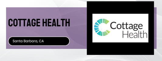 Cottage Health logo and branding elements on a purple background