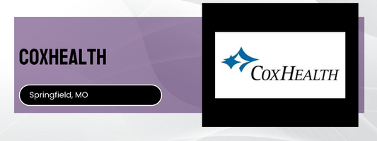 CoxHealth logo on a purple and white background