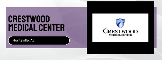 Crestwood Medical Center logo on a purple and white background
