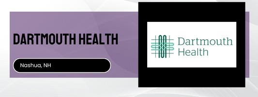 Dartmouth Health logo and text on a purple and black background