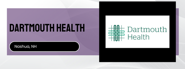 Dartmouth Health logo and text on a purple and black background