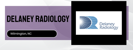 Delaney Radiology logo and text on a purple background