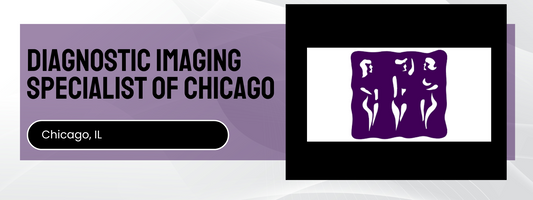 Logo and text for Diagnostic Imaging Specialist of Chicago with a purple and black design.