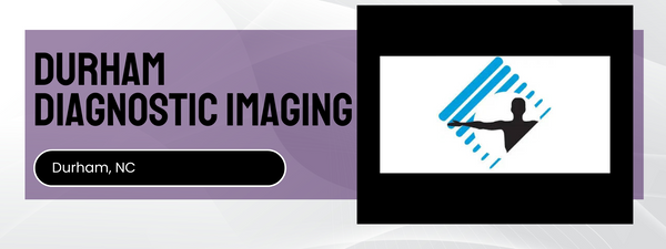 Logo and text for Durham Diagnostic Imaging with a purple and white background