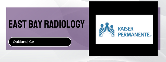 East Bay Radiology logo with Kaiser Permanente logo on a purple background