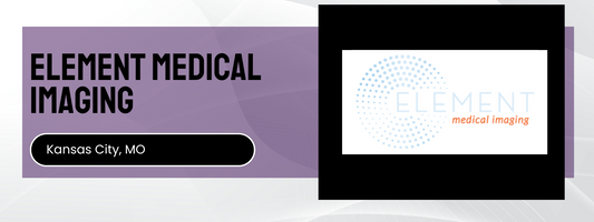 Element Medical Imaging logo and text on a purple and white background