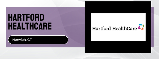 Hartford Healthcare logo with a purple and black background