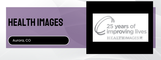 Health Images logo with '25 years of improving lives' text on a purple and black background