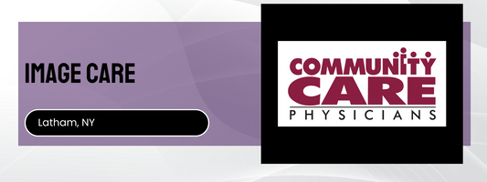 Logo of Community Care Physicians on a purple and black background with 'Image Care' text.