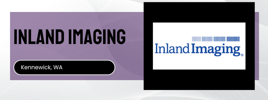 Inland Imaging logo with 'Kennewick, WA' text on a purple and black background