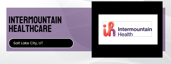 Intermountain Healthcare logo and text on a purple and white background