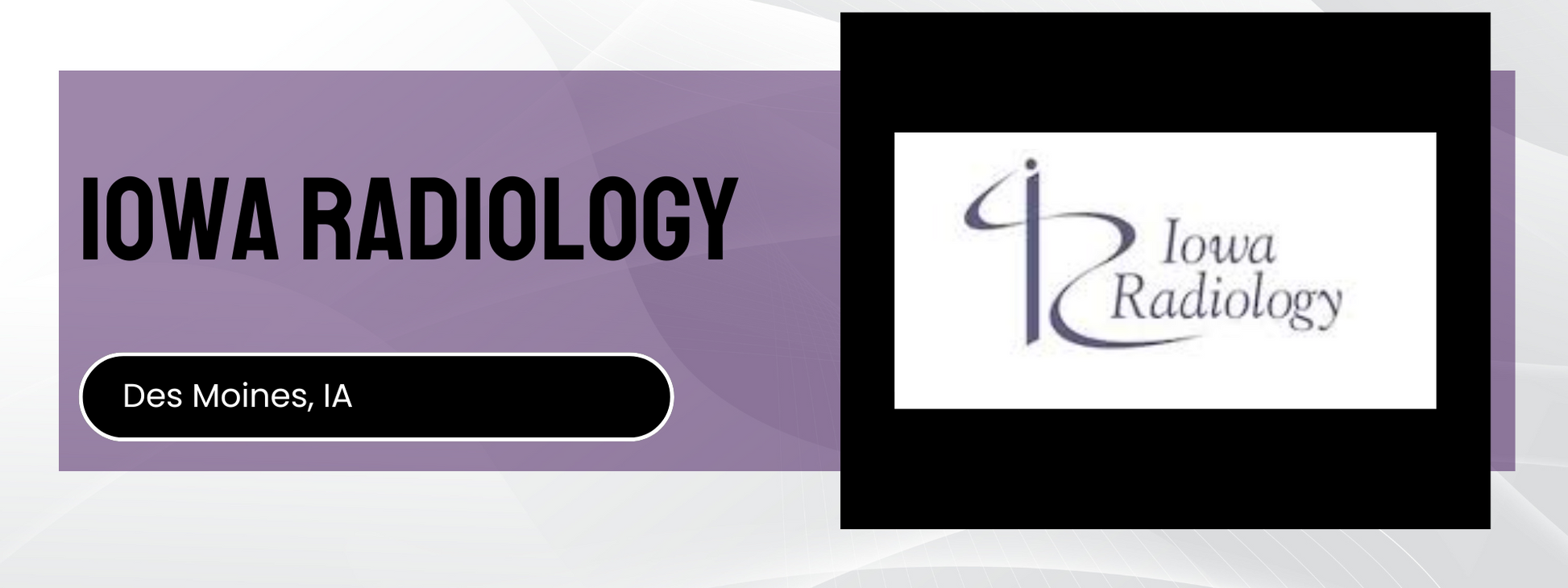 Iowa Radiology logo and text on a purple and white background