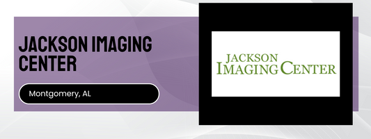 Jackson Imaging Center logo and name on a purple and white background