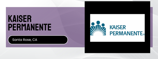 Kaiser Permanente logo and text on a purple background