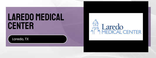 Laredo Medical Center logo and name on a purple and white background