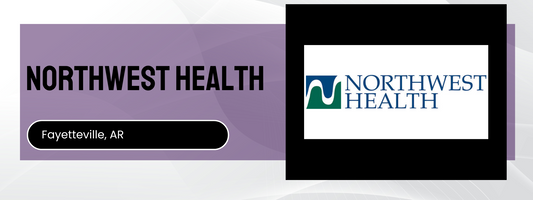 Northwest Health logo with 'Fayetteville, AR' text on a purple background