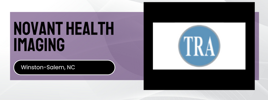 Novant Health Imaging logo with TRA logo on a purple and white background