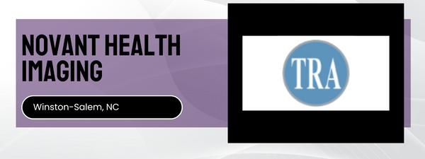 Novant Health Imaging logo with TRA logo on a purple and white background