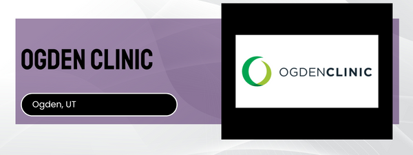 Ogden Clinic logo and name on a purple and white background