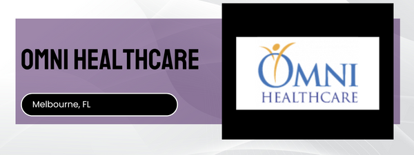 Omni Healthcare logo and text on a purple and white background