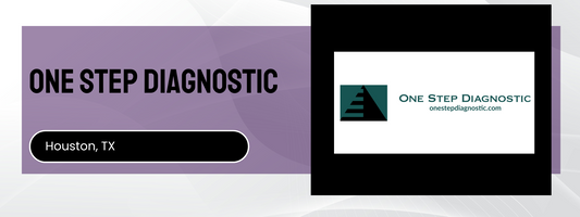 One Step Diagnostic logo and text on a purple and black background