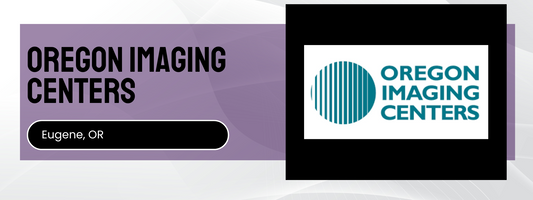 Oregon Imaging Centers logo and text on a purple and white background