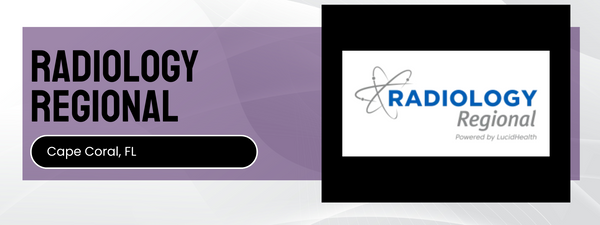 Radiology Regional logo and text on a purple and white background