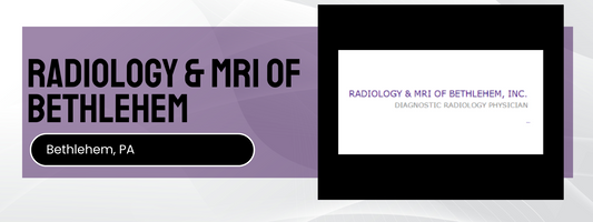 Advertisement for Radiology & MRI of Bethlehem, Inc. with contact information on a purple and white background.