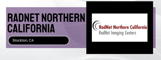 Advertisement for RadNet Northern California Imaging Centers with text and logo on a purple and white background.