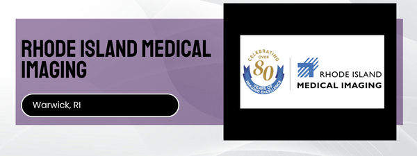 Rhode Island Medical Imaging logo and text on a purple and white background