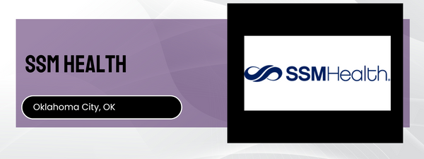 SSM Health logo on a purple background with 'Oklahoma City, OK' text.