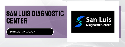 San Luis Diagnostic Center logo and name on a purple and white background