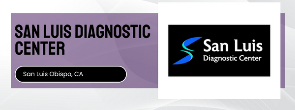 San Luis Diagnostic Center logo and name on a purple and white background