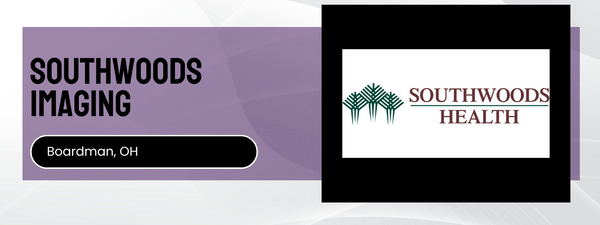 Southwoods Imaging logo with 'Boardman, OH' text on a purple background