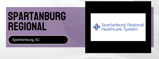 Spartanburg Regional Healthcare System logo on a purple and white background
