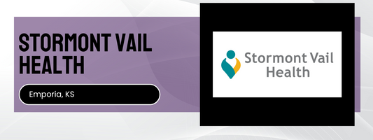 Stormont Vail Health logo and text on a purple and white background
