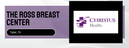 Advertisement for The Ross Breast Center with Christus Health logo on a purple background