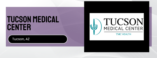 Tucson Medical Center logo and name on a purple and black background